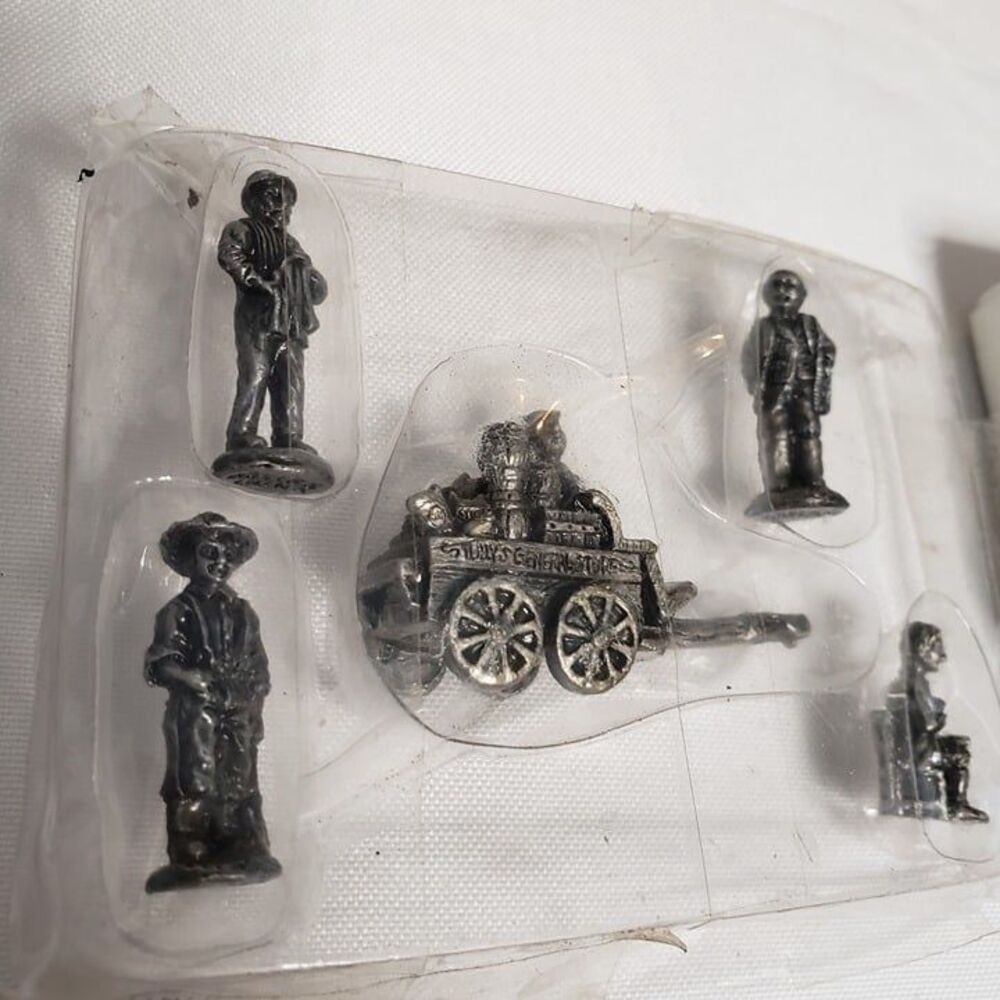 Vintage 90s Americana Pewter 5 Piece Miniature Collection Old West Figurines